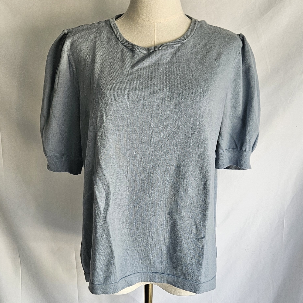 ❤️3/$12 CeCe Light Blue Puff Sleeve Blouse Size XL